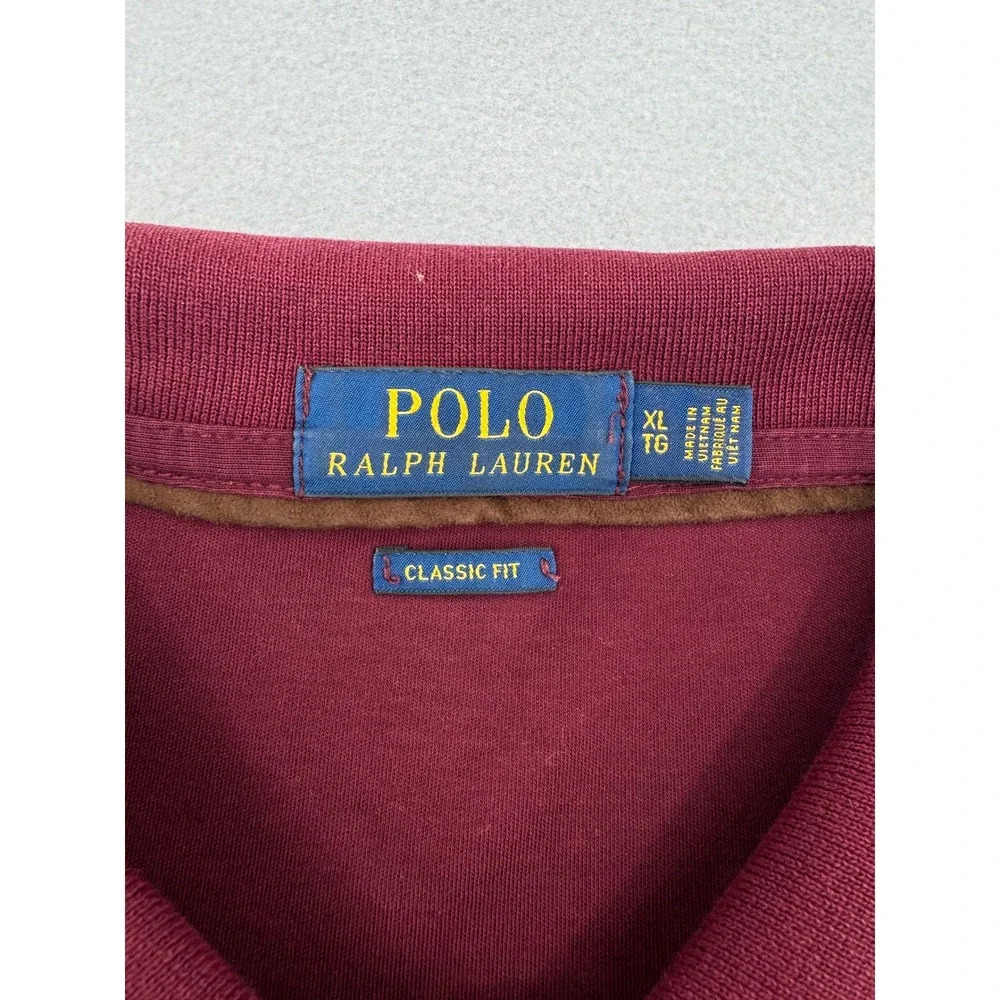 Polo‎ Ralph Lauren Long Sleeve Soft Cotton Polo Shirt Mens XL Maroon Flesh Pony